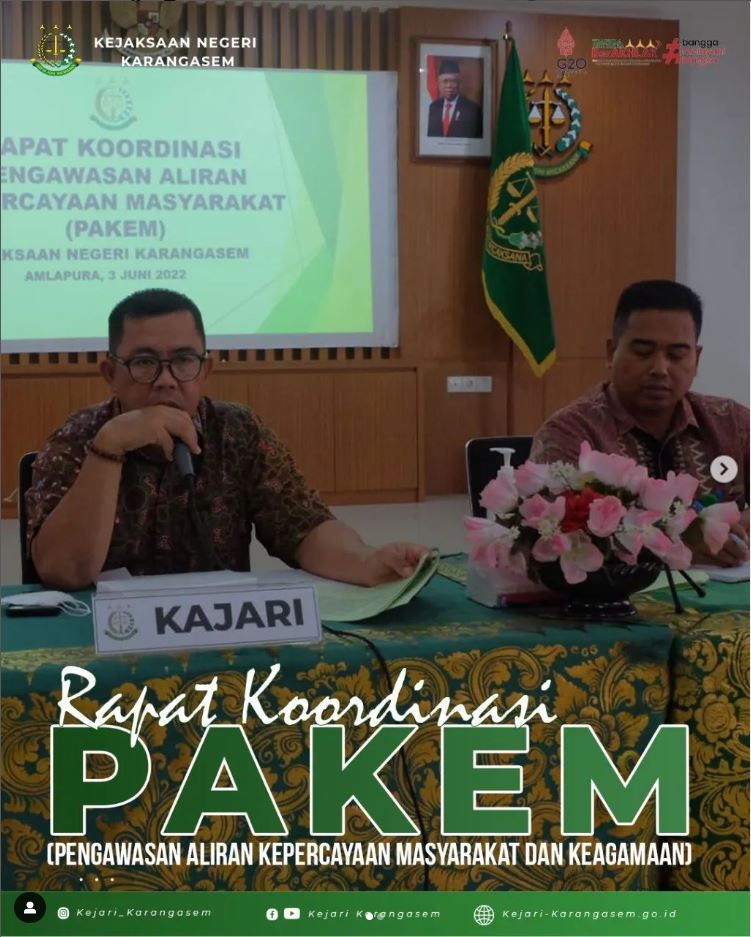 RAPAT KOORDINASI PAKEM PENGAWASAN ALIRAN KEPERCAYAAN MASYARAKAT DAN KEAGAMAAN