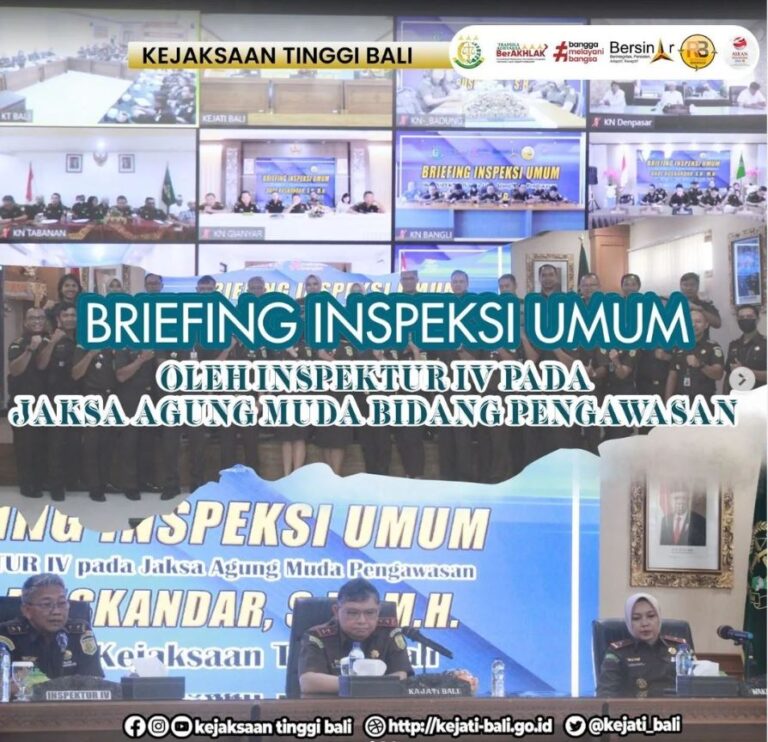 BRIEFING INSPEKSI UMUM OLEH INSPEKTUR IV PADA JAKSA AGUNG MUDA BIDANG PENGAWASAN