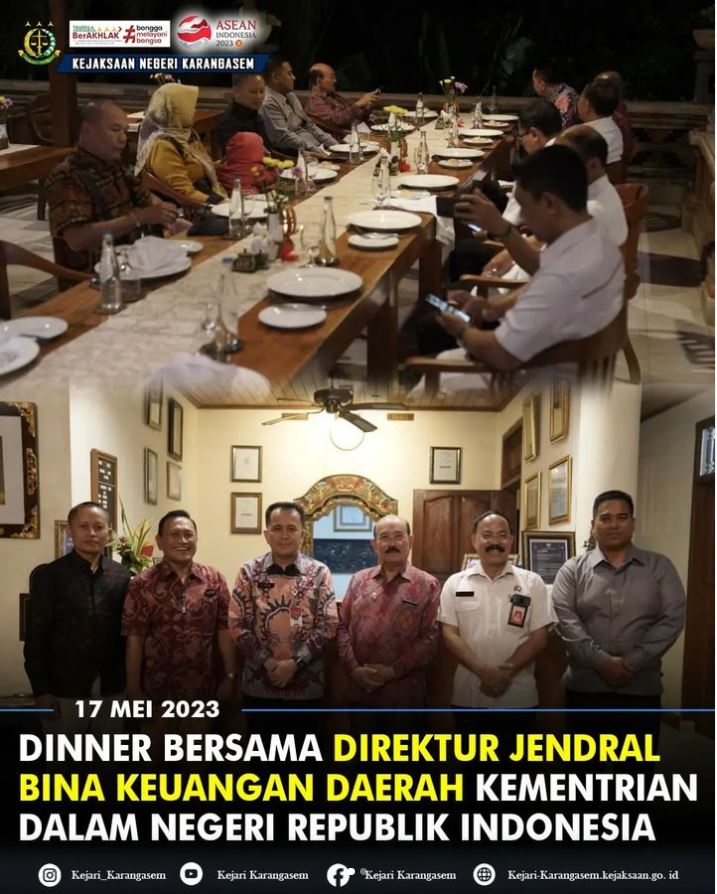 DINNER BERSAMA DIREKTUR JENDRAL BINA KEUANGAN DAERAH KEMENTERIAN DALAM NEGERI REPUBLIK INDONESIA