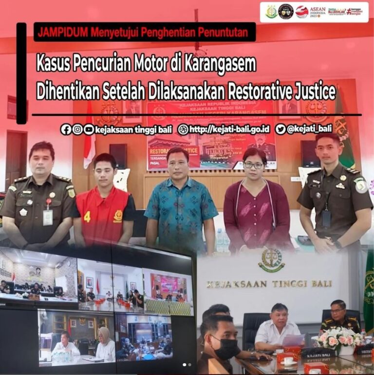 KASUS PENCURIAN MOTOR DI KARANGASEM DIHENTIKAN SETELAH DILAKSANAKAN RESTORATIVE JUSTICE