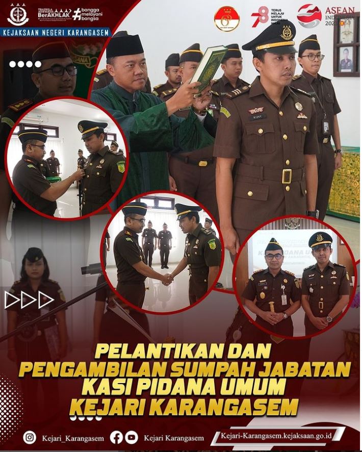 PELANTIKAN DAN PENGAMBILAN SUMPAH JABATAN KASI PIDANA UMUM KEJARI KARANGASEM