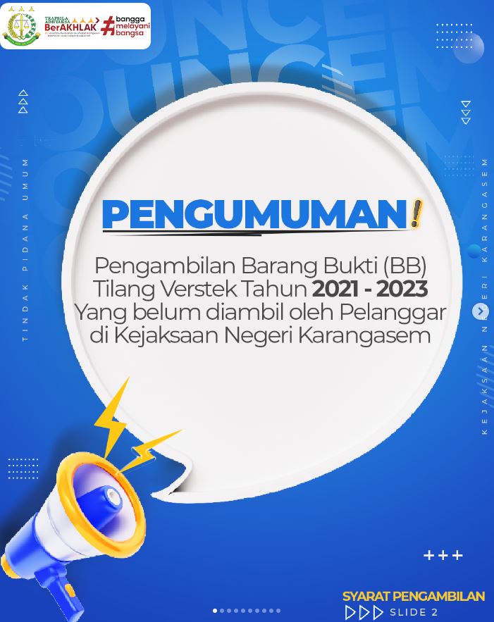 PENGAMBILAN BARANG BUKTI (BB) TILANG VERSTEK TAHUN 2021-2023