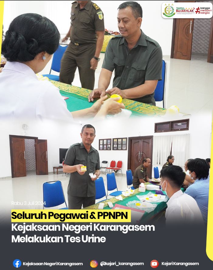 SELURUH PEGAWAI & PPNPN KEJAKSAAN NEGERI KARANGASEM MELAKUKAN TES URINE