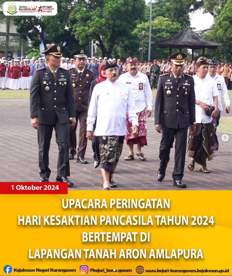 UPACARA PERINGATAN HARI KESAKTIAN PANCASILA TAHUN 2024 BERTEMPAT DI LAPANGAN TANAH ARON