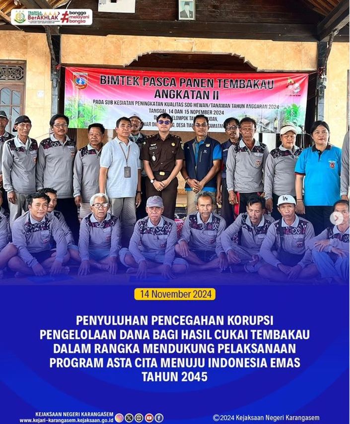 PENYULUHAN PENCEGAHAN KORUPSI PENGELOLAAN DANA BAGI HASIL CUKAI TEMBAKAU DALAM RANGKA MENDUKUNG PELAKSANAAN PROGRAM ATAS CITA MENUJU INDONESIA EMAS TAHUN 2045
