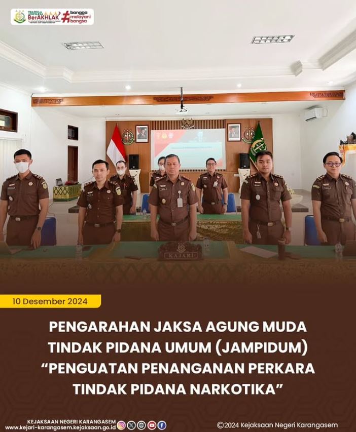 PENGARAHAN JAKSA AGUNG MUDA TINDAK PIDANA UMUM (JAMPIDUM) “PENGUATAN PENANGANAN PERKARA TINDAK PIDANA NARKOTIKA”