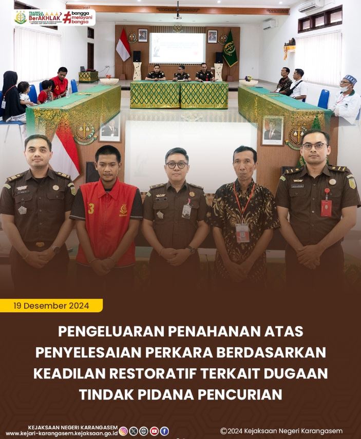 PENGELUARAN PENAHANAN ATAS PENYELESAIAN PERKARA BERDASARKAN KEADILA RESTORATIF TERKAIT DUGAAN TINDAK PIDANA PENCURIAN