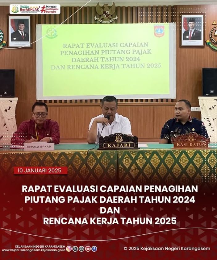 RAPAT EVALUASI CAPAIAN PENGHASILAN PIUTANG PAJAK DAERAH TAHUN 2024 DAN RENCANA KERJA TAHUN 2025