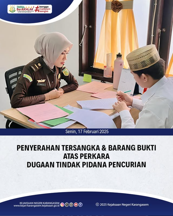 PENYERAHAN TERSANGKA & BARANG BUKTI ATAS PERKARA DUGAAN TINDAK PIDANA PENCURIAN