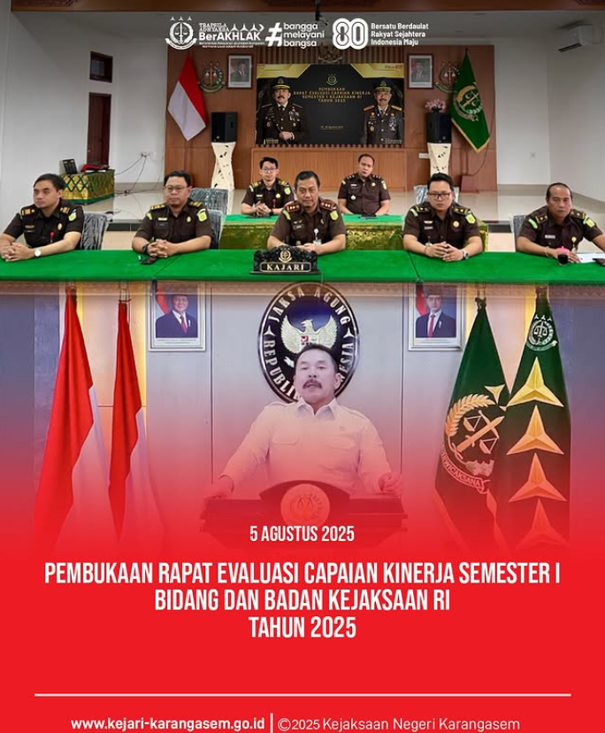 PEMBUKAAN RAPAT EVALUASI CAPAIAN KINERJA SEMESTER I BIDANG DAN BADAN KEJAKSAAN RI TAHUN 2025