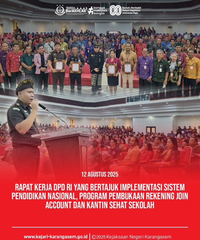 RAPAT KERJA DPD RI YANG BERTAJUK IMPLEMENTASI SISTEM PENDIDIKAN NASIONAL, PROGRAM PEMBUKAAN REKENING JOIN ACCOUNT DAN KANTIN SEHAT SEKOLAH