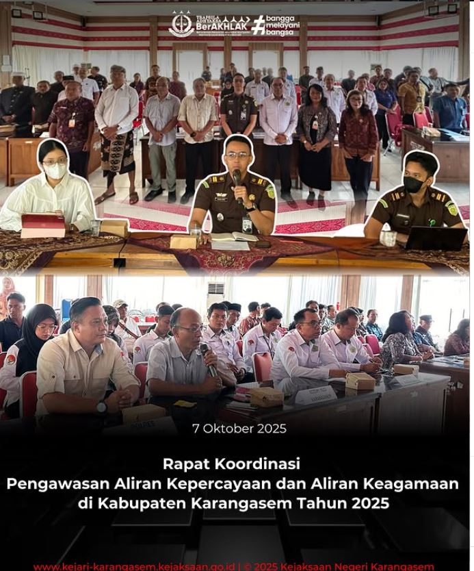 RAPAT KOORDINASI PENGAWASAN ALIRAN KEPERCAYAAN DAN ALIRAN KEAGAMAAN DI KABUPATEN KARANGASEM TAHUN 2025
