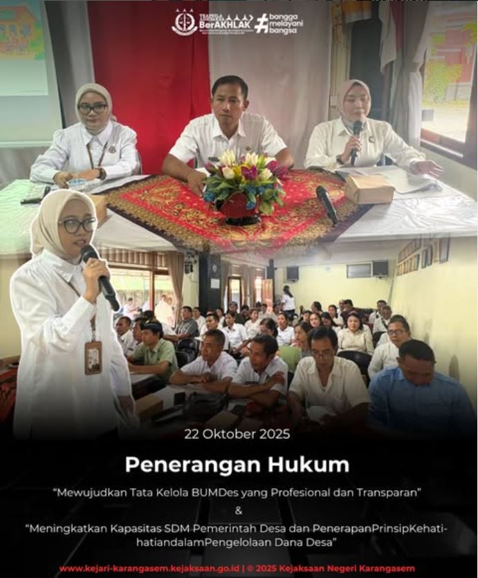 PENERANGAN HUKUM “JAGA DESA – JAKSA GARDA DESA” YANG BERTEMPAT DI AULA KANTOR CAMAT ABANG.