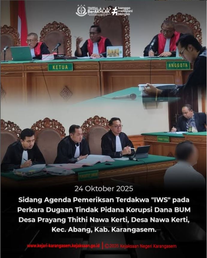 SIDANG DENGAN AGENDA PEMERIKSAAN TERDAKWA AN. “ISW”