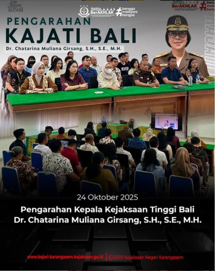 PENGARAHAN PERDANA DARI KEPALA KEJAKSAAN TINGGI BALI, DR. CHATARINA MULIANA GIRSANG, S.H., S.E., M.H.