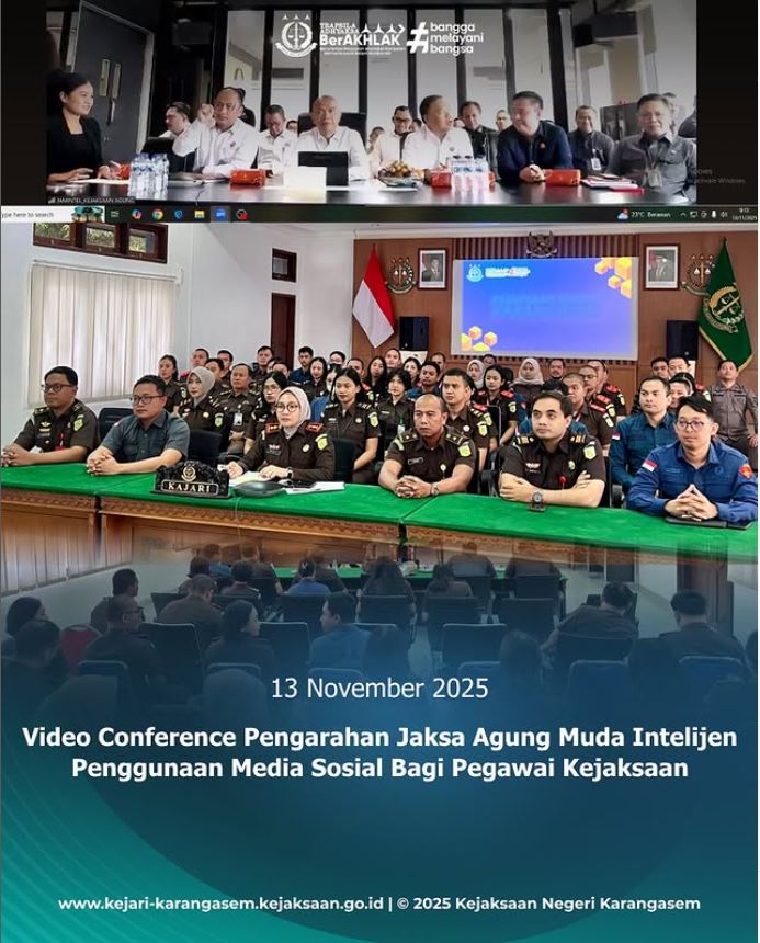 VIDEO CONFERENCE PENGARAHAN JAKSA AGUNG MUDA INTELIJEN PENGGUNAAN MEDIA SOSIAL BAGI PEGAWAI KEJAKSAAN