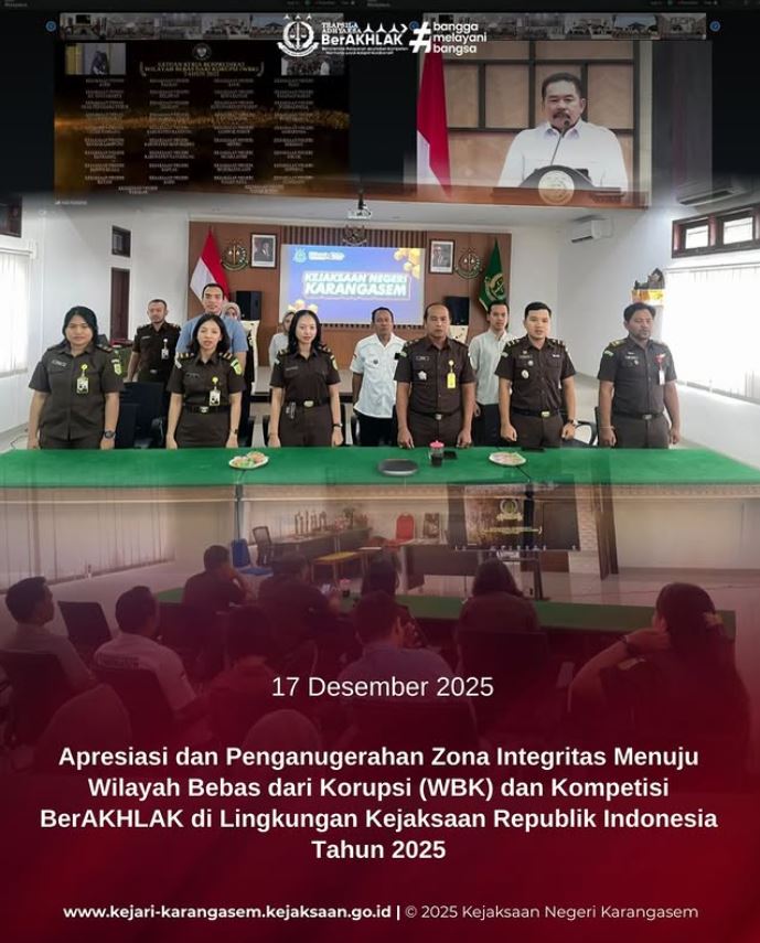APRESIASI DAN PENGANUGERAHAN ZONA INTEGRITAS MENUJU WILAYAH BEBAS DARI KORUPSI (WBK) DAN KOMPETISI BERAKHLAK DI LINGKUNGAN KEJAKSAAN REPUBLIK INDONESIA TAHUN 2025