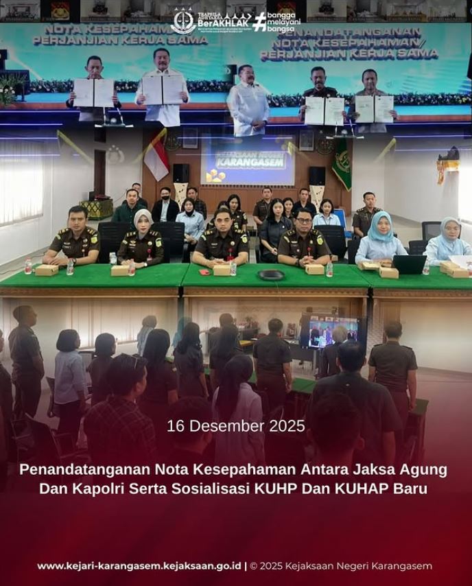 PENANDATANGANAN NOTA KESEPAHAMAN ANTARA JAKSA AGUNG DAN KAPOLRI SERTA SOSIALISASI KUHP DAN KUHAP BARU