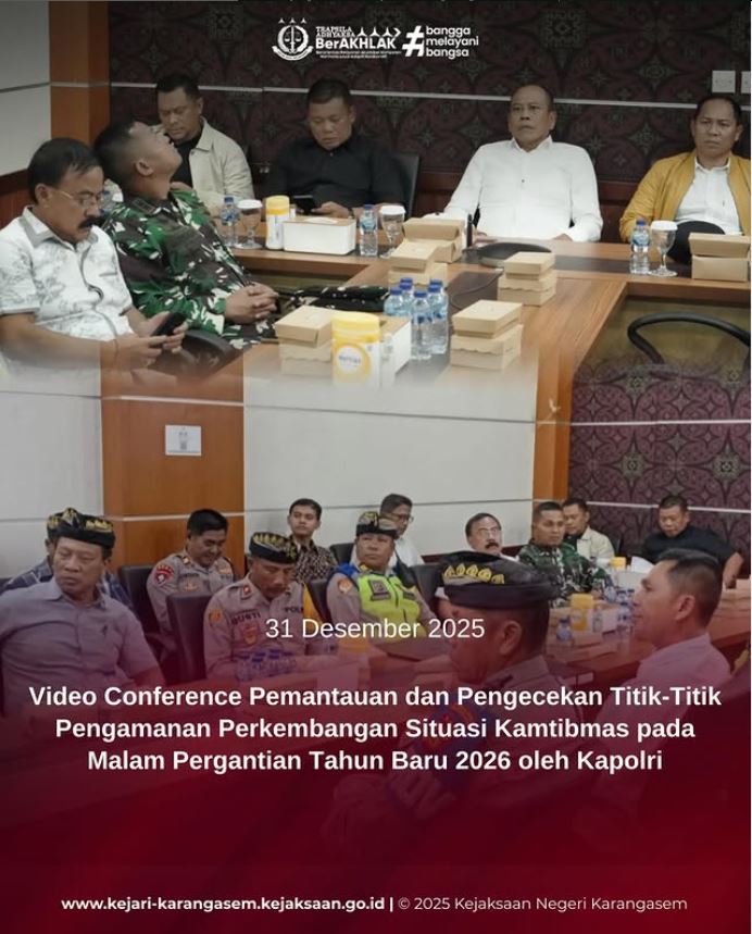 VIDEO CONFERENCE PEMANTAUAN DAN PENGECEKAN TITIK-TITIK PENGAMANAN SERTA PERKEMBANGAN SITUASI KAMTIBMAS PADA MALAM PERGANTIAN TAHUN BARU 2026 YANG DIPIMPIN OLEH KEPALA KEPOLISIAN NEGARA REPUBLIK INDONESIA (KAPOLRI)