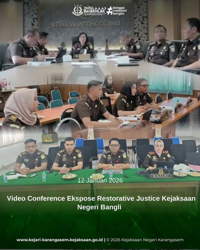VIDEO CONFERENCE EKSPOSE RESTORATIVE JUSTICE YANG DISELENGGARAKAN OLEH KEJAKSAAN NEGERI BANGLI