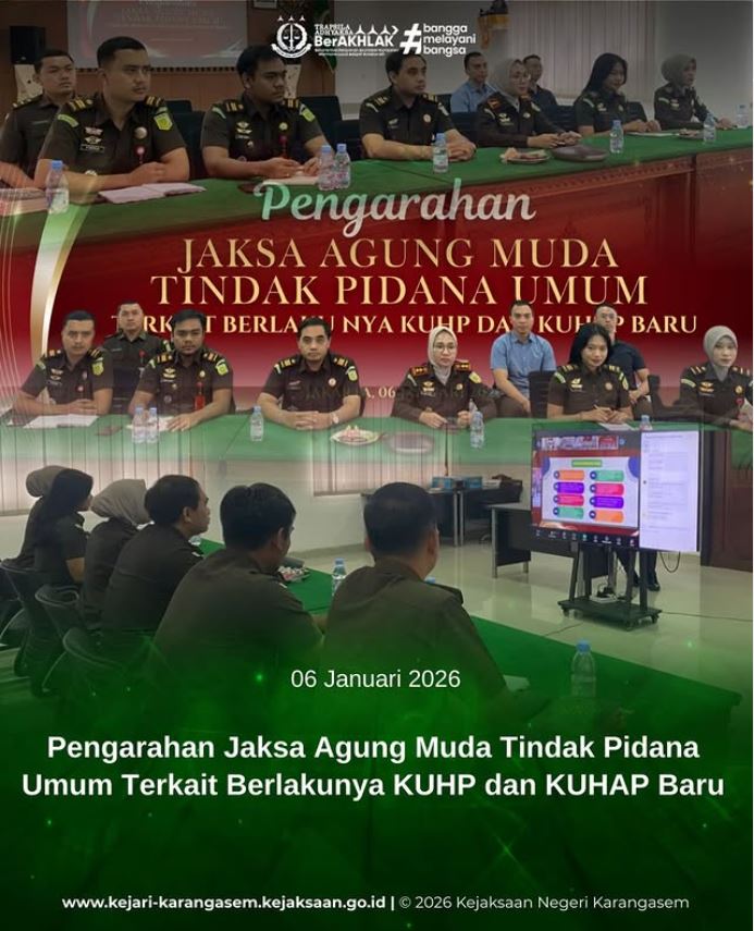 ENGARAHAN JAKSA AGUNG MUDA TINDAK PIDANA UMUM TERKAIT BERLAKUNYA KITAB UNDANG-UNDANG HUKUM PIDANA (KUHP) DAN KITAB UNDANG-UNDANG HUKUM ACARA PIDANA (KUHAP) BARU