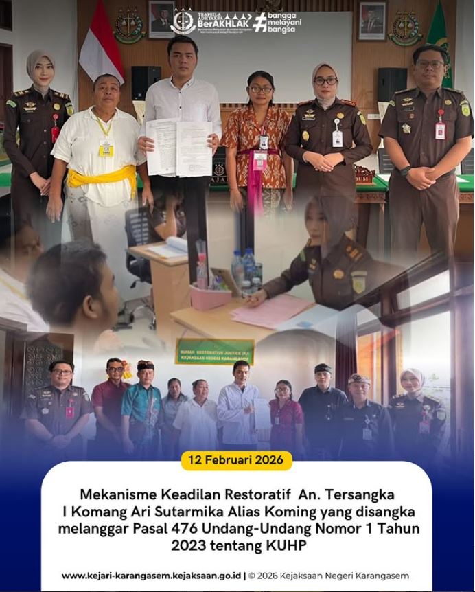 MEKANISME KEADILAN RESTORATIF ATAS NAMA TERSANGKA I KOMANG ARI SUTARMIKA ALIAS KOMING YANG DISANGKA MELANGGAR PASAL 476 UNDANG-UNDANG NOMOR 1 TAHUN 2023 TENTANG KITAB UNDANG-UNDANG HUKUM PIDANA