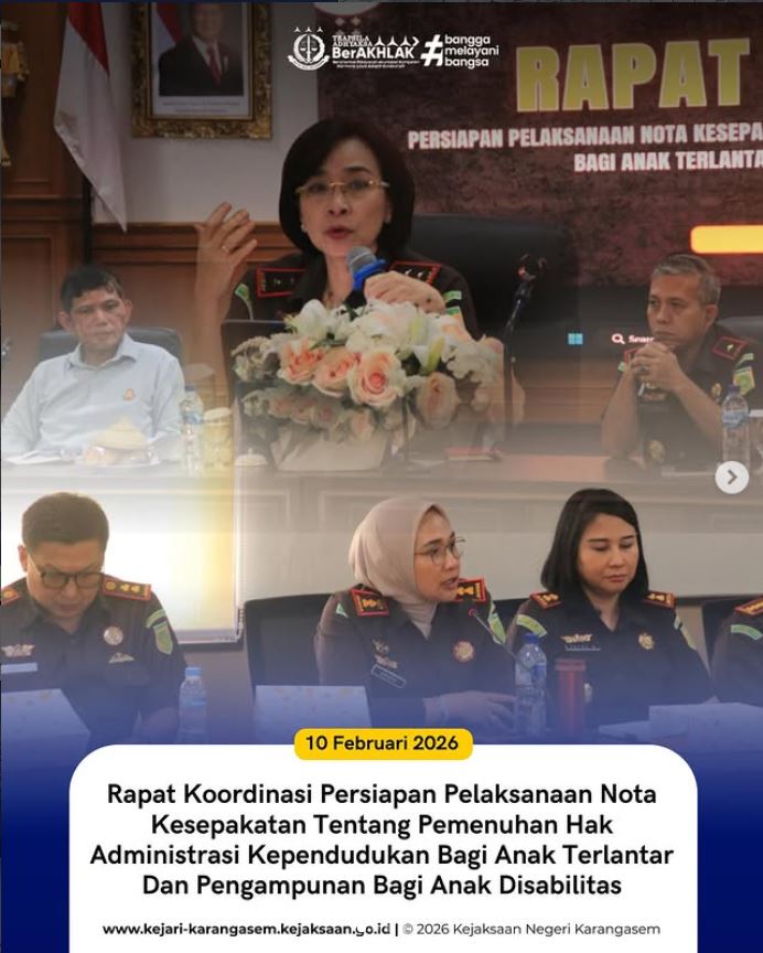 RAPAT KOORDINASI PERSIAPAN PELAKSANAAN NOTA KESEPAKATAN TENTANG PEMENUHAN HAK ADMINISTRASI KEPENDUDUKAN BAGI ANAK TERLANTAR DAN PENGAMPUNAN BAGI ANAK DISABILITAS