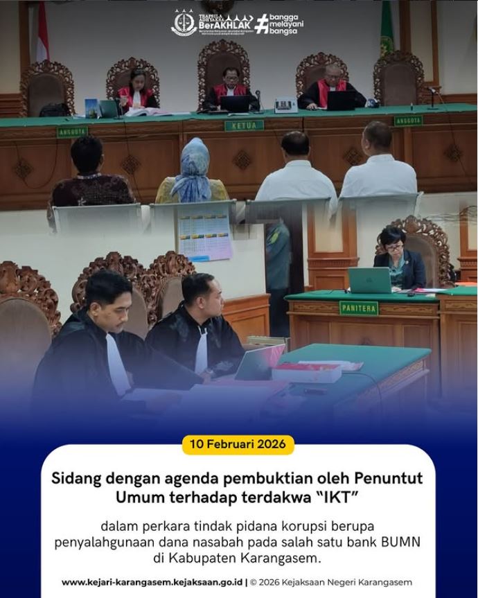 SIDANG DENGAN AGENDA PEMBUKTIAN OLEH PENUNTUT UMUM TERHADAP TERDAKWA “IKT”