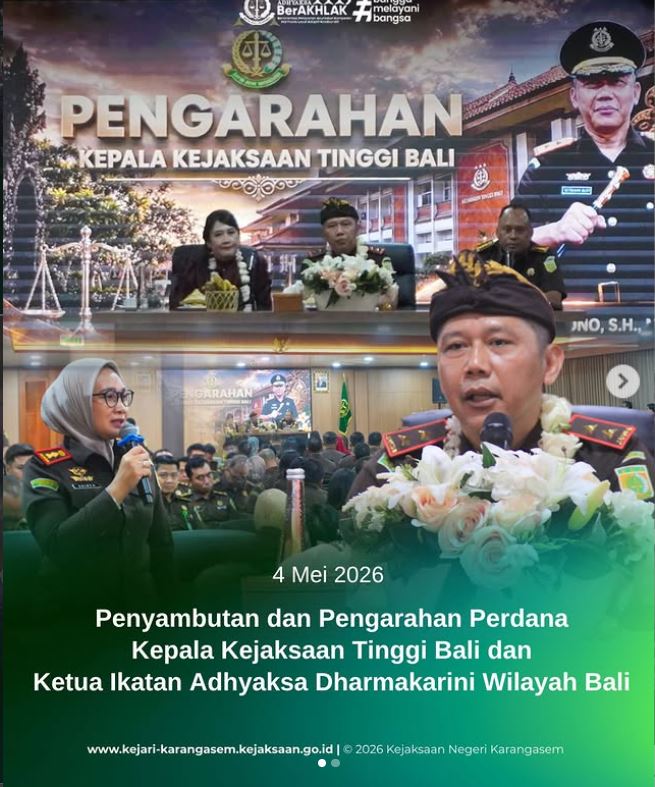 PENYAMPAIAN DAN PENGARAHAN PERDANA KEPALA KEJAKSAAN TINGGI BALI DAN KETUA IKATAN ADHYAKSA DHARMAKARINI WILAYAH BALI
