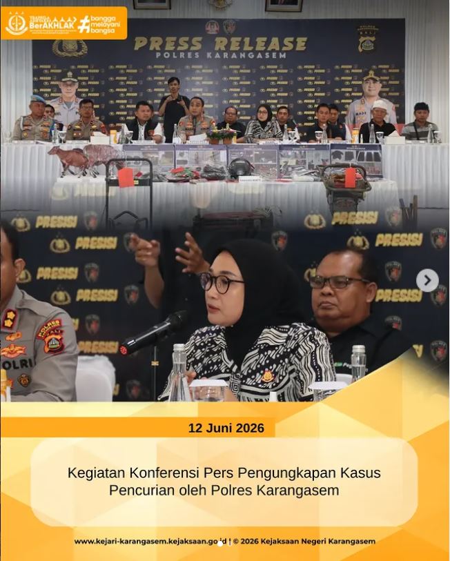 KEGIATAN KONFERENSI PERS PENGUNGKAPAN KASUS PENCURIAN OLEH POLRES KARANGASEM