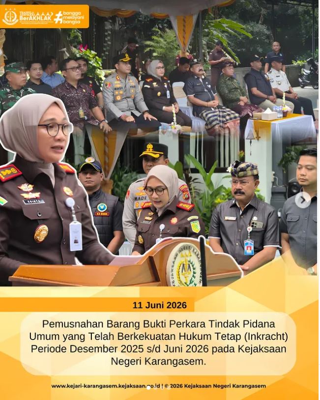 PEMUSNAHAN BARANG BUKTI PERKARA TINDAK PIDANA UMUM YANG TELAH BERKEKUATAN HUKUM TETAP (INKRACHT) UNTUK PERIODE DESEMBER 2025 SAMPAI DENGAN JUNI 2026