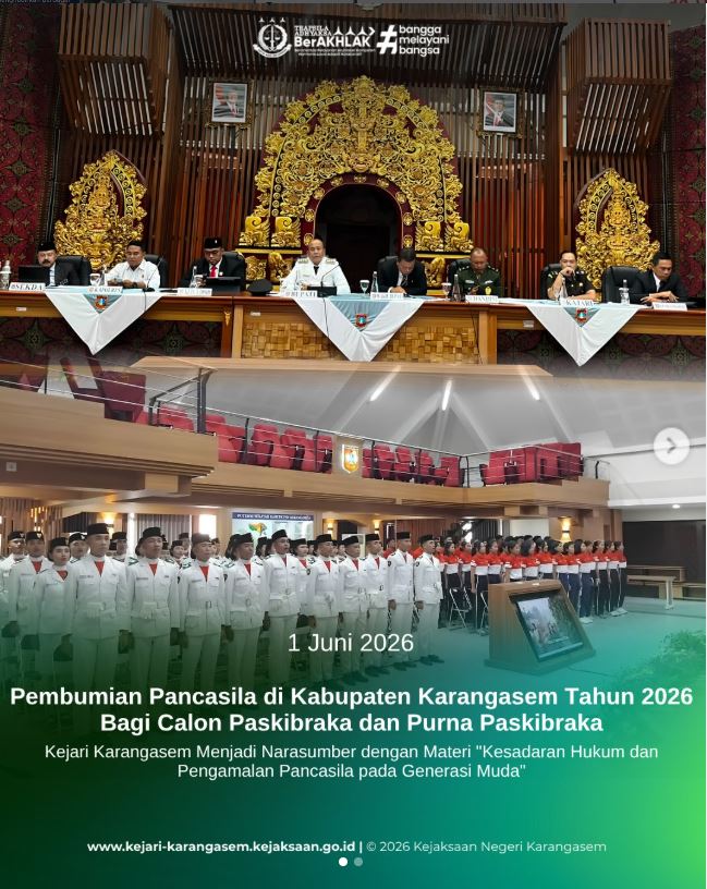 PEMBUMIAN PANCASILA DI KABUPATEN KARANGASEM TAHUN 2026 BAGI CALON PASKIBRA DAN PURNA PASKIBRA